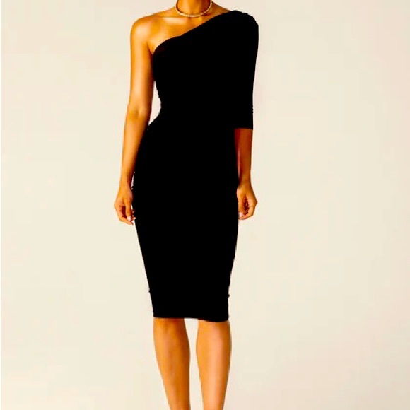 Alieva Dresses Alieva Black Bodycon Midi Dress Formal Cocktail Size